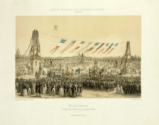 Fête de la Concorde, selskabers ankomst, Champ-de-Mars, Paris, 1848